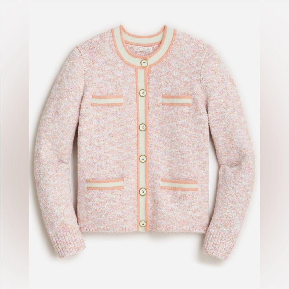 NWT J CREW Marled sweater lady cardigan in blush pink - Picture 5 of 8
